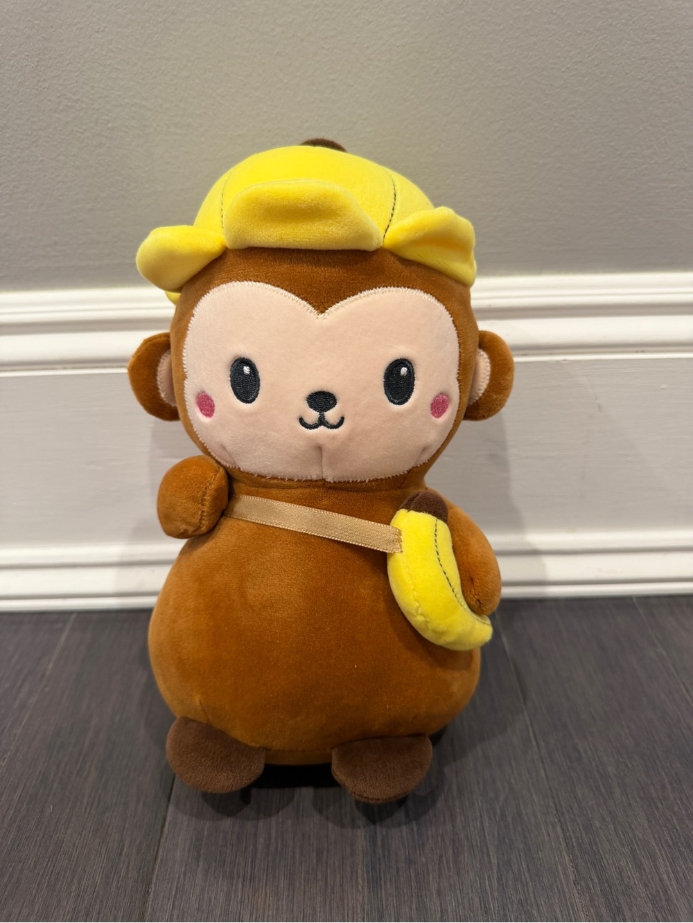 NWOT Smoochy Pals Plush Monkey with Yellow Hat and Banana Toy Stuffed Animal